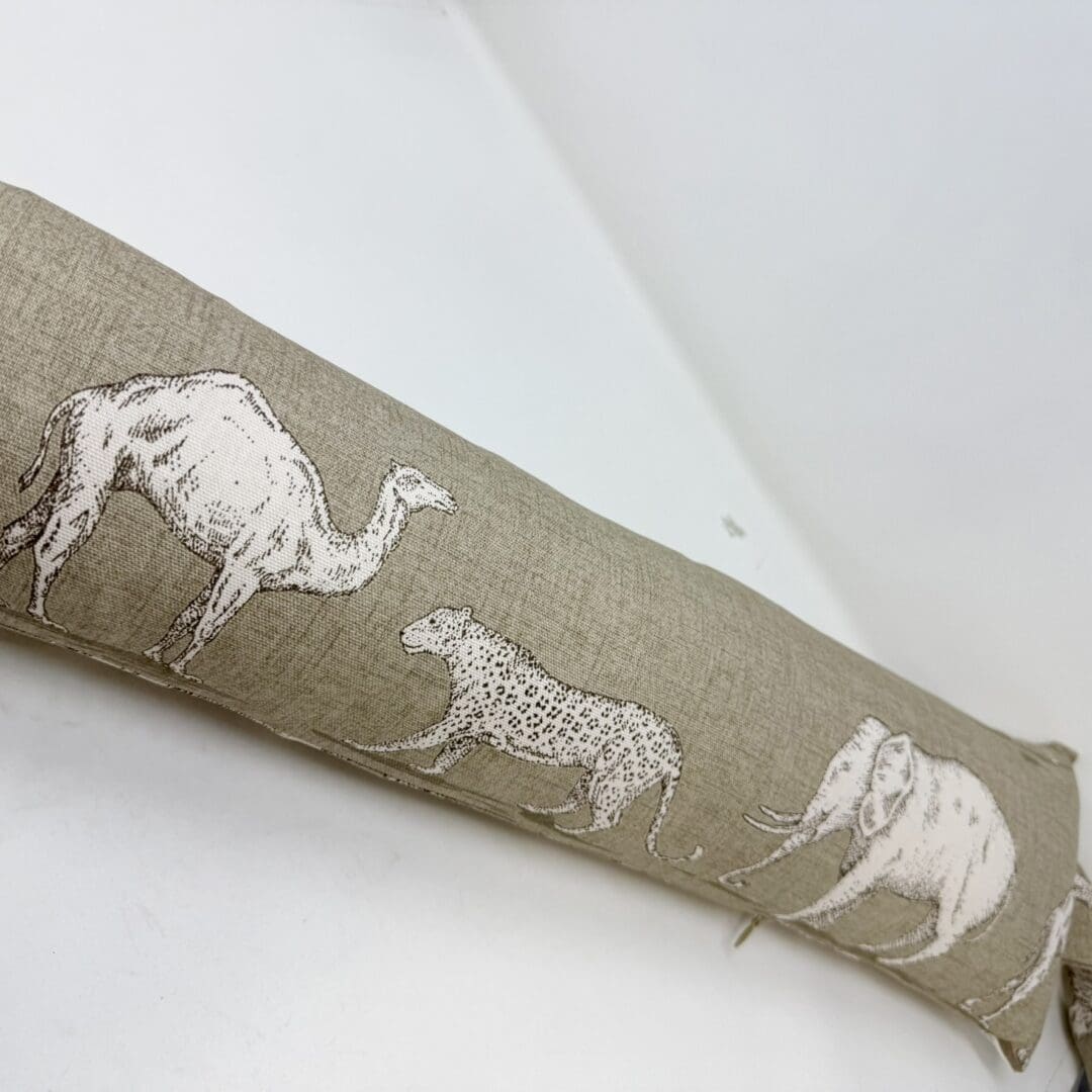 Jungle Animals Print Draft Excluder – Weighted Beige Cotton Canvas - Custom Length - Machine Washable - Image 6