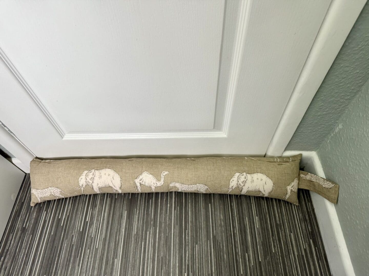 Jungle Animals Print Draft Excluder – Weighted Beige Cotton Canvas - Custom Length - Machine Washable - Image 8