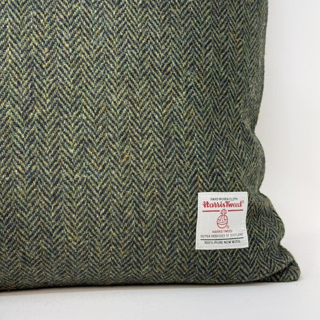 Harris Tweed® Green and Navy Cushion. Luxury Duck Feather Harris Tweed® Cushion - Image 4