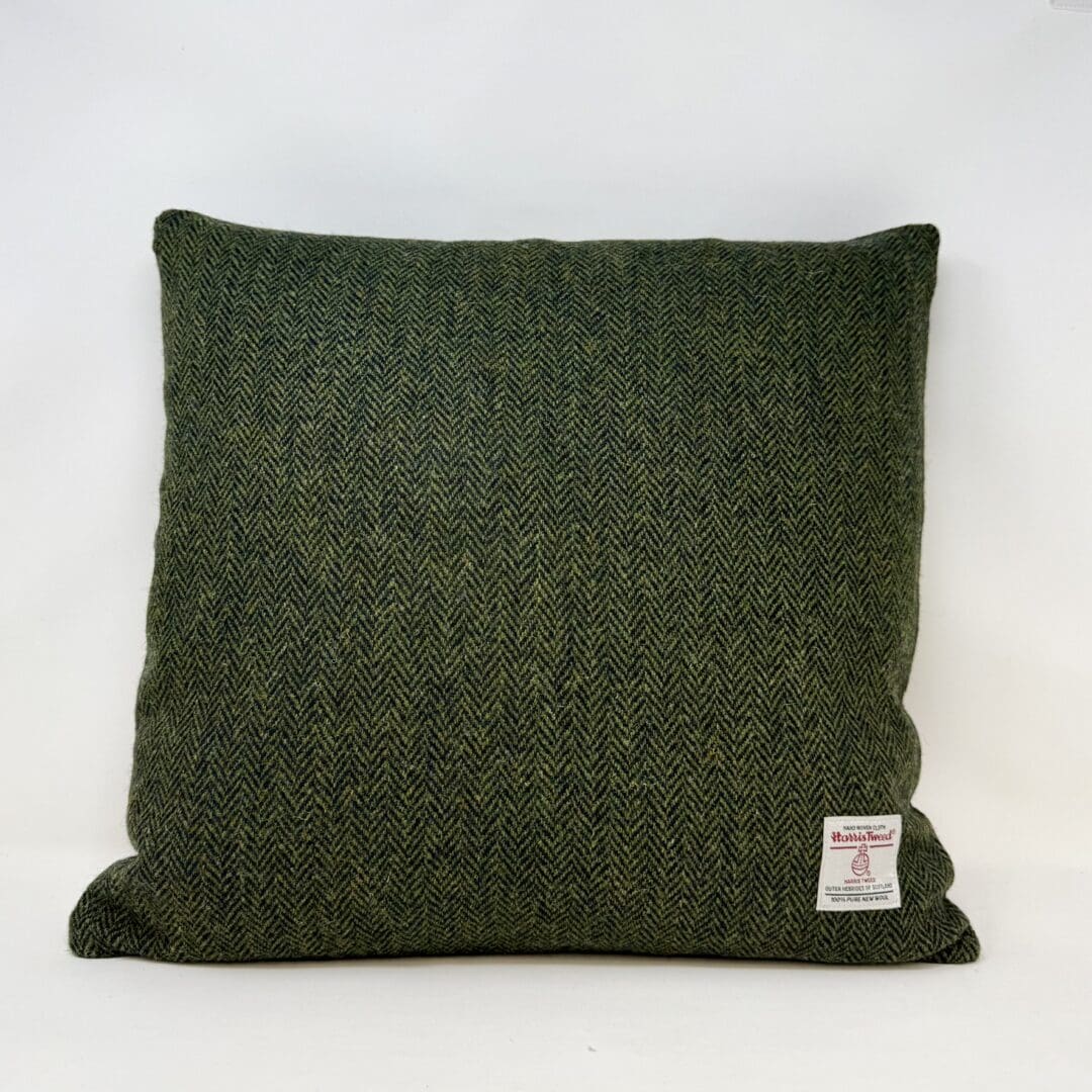 Harris Tweed® Green and Navy Cushion. Luxury Duck Feather Harris Tweed® Cushion - Image 3