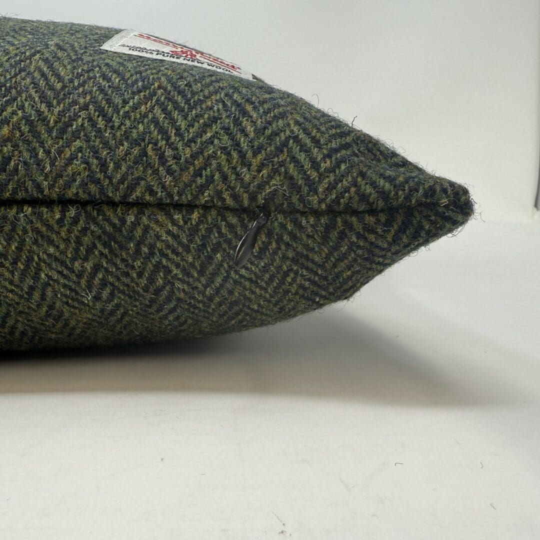 Harris Tweed® Green and Navy Cushion. Luxury Duck Feather Harris Tweed® Cushion - Image 5