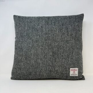 Harris Tweed® Grey and Black Herringbone Cushion. Luxury Duck Feather Harris Tweed® Cushion