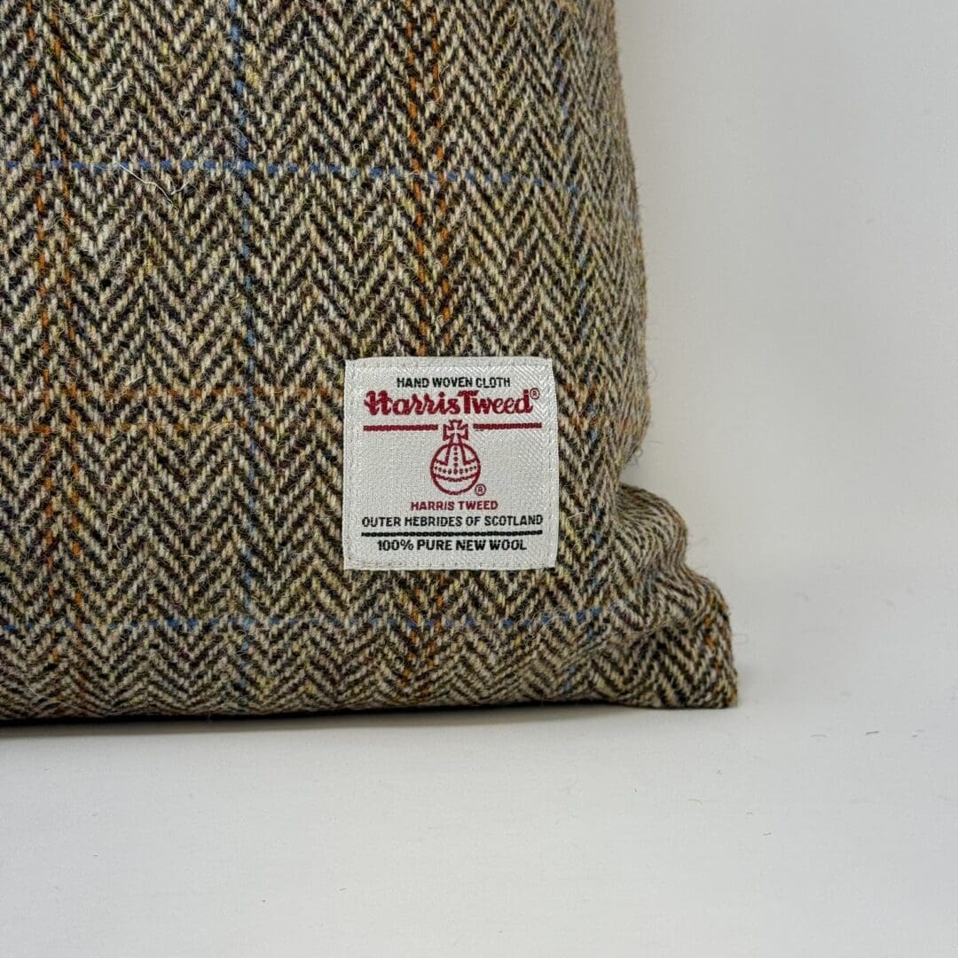 Harris Tweed® Brown Herringbone Cushion. Luxury Duck Feather Harris Tweed® Cushion - Image 4