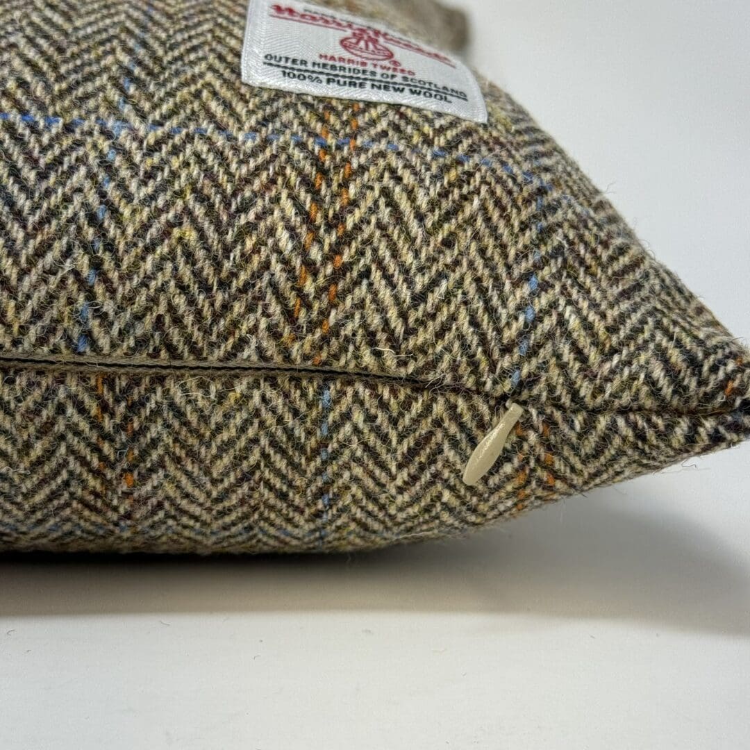 Harris Tweed® Brown Herringbone Cushion. Luxury Duck Feather Harris Tweed® Cushion - Image 5