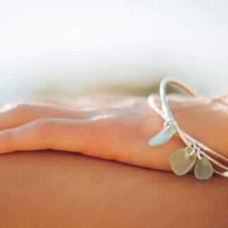 Duo Sterling Silver Sea Glass Interlinked Bangles