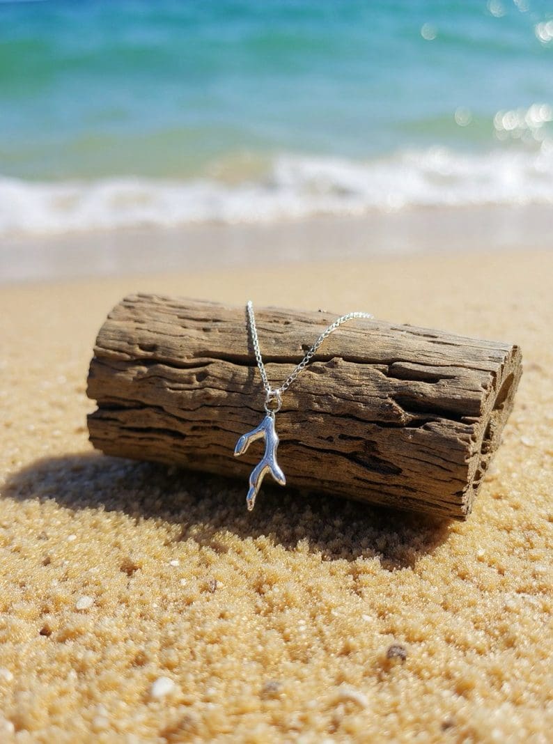 Ocean Seaweed Silver Necklace