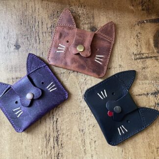 Handmade, leather, Chibi Cat purses, wallets