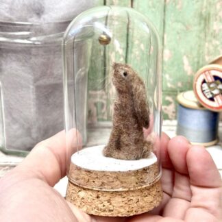 Felted Hare in Glass Dome – Countryside Charm in Miniature Moon Gazing Hare