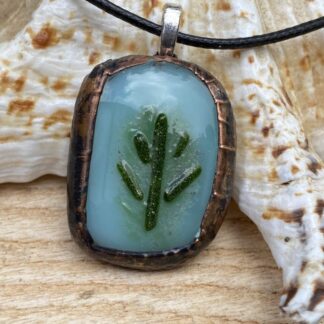Copper and Glass Leaf Pendant