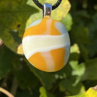 Bold Orange and Cream Glass Pendant