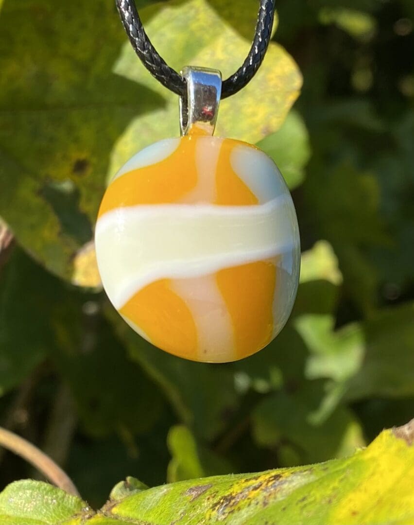 Bold Orange and Cream Glass Pendant