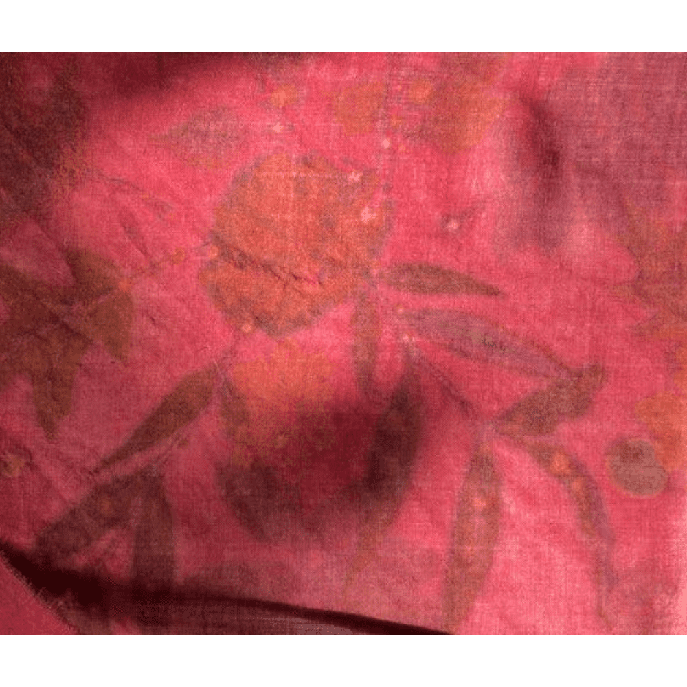 Claret Red Fine Organic Wool Scarf Naturally Dyed and Botanically Printed with Leaves - Image 3