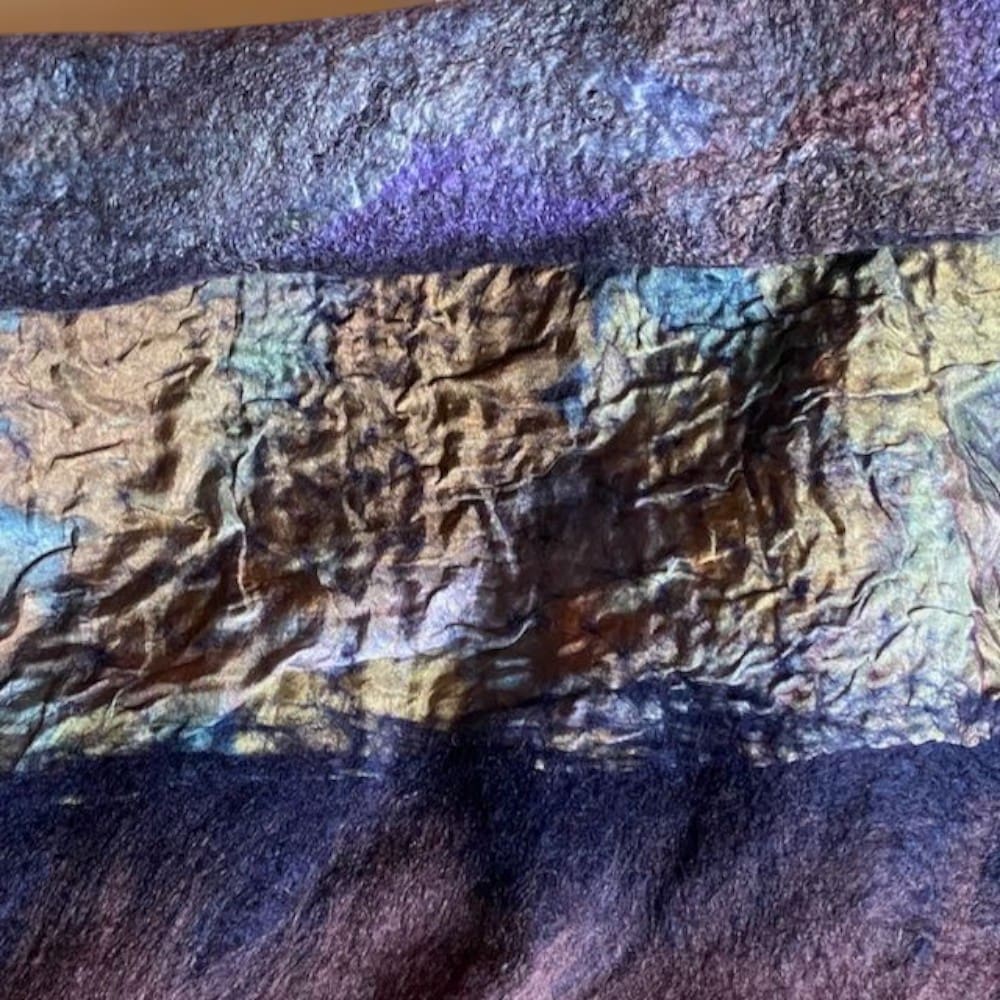 Handmade Cowl Blue Wool Silk Felt Snood Neckwarmer Reversible - Image 7