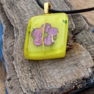 Copper Encapsulated Flower Glass Pendant