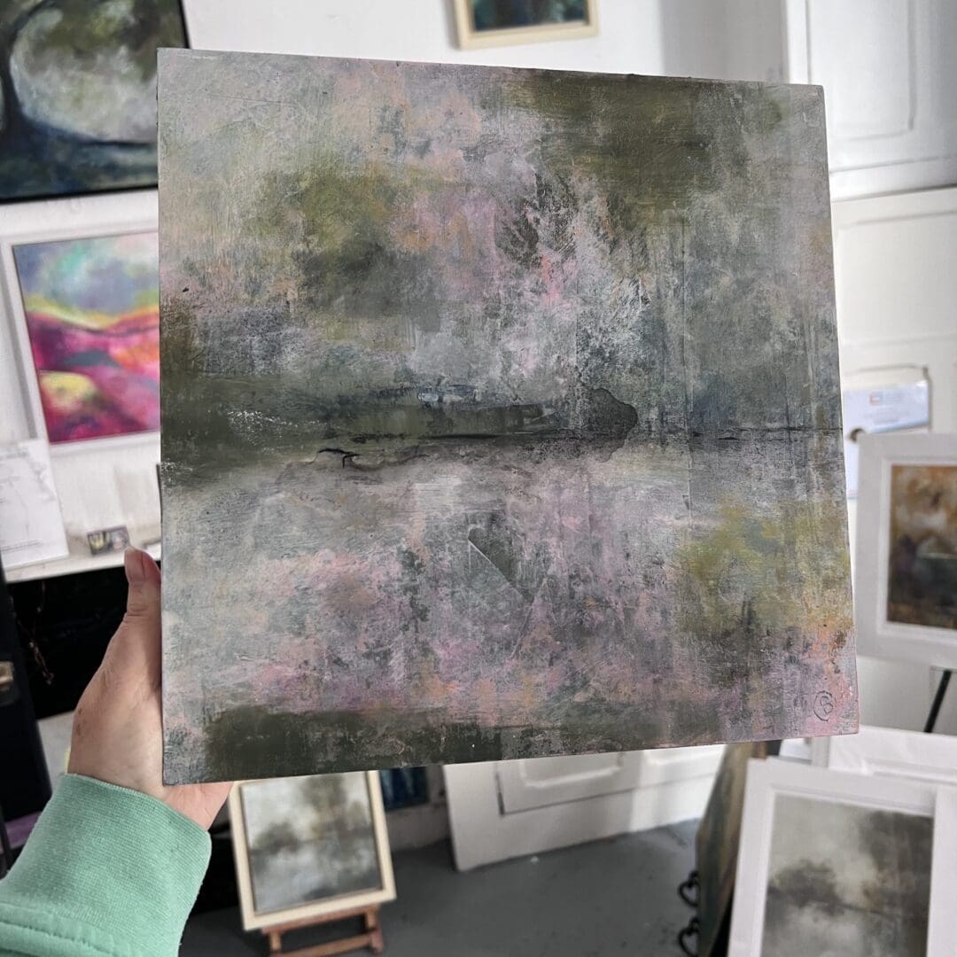 Dusky Pink Lake, original painting - Image 3
