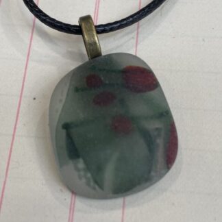 Sea Glass Effect Fused Glass Pendant - Red and Green