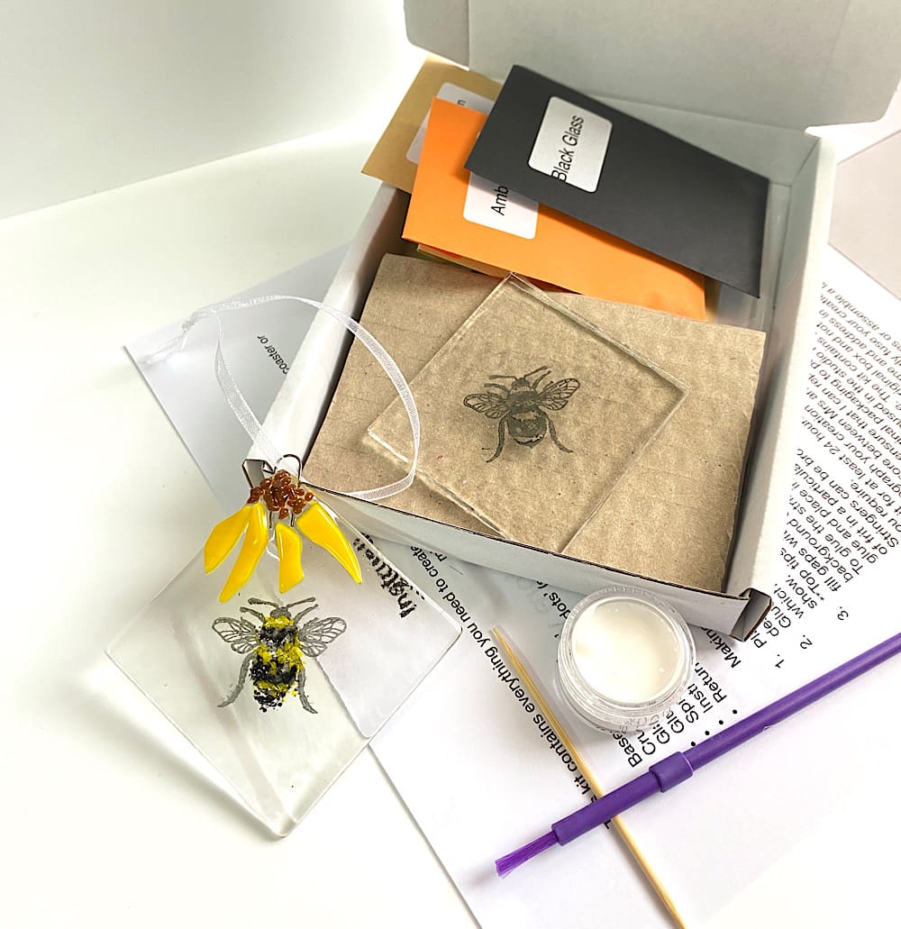 Bee hanger make at home fused glass kit