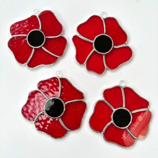 stained glass poppy suncatcher
