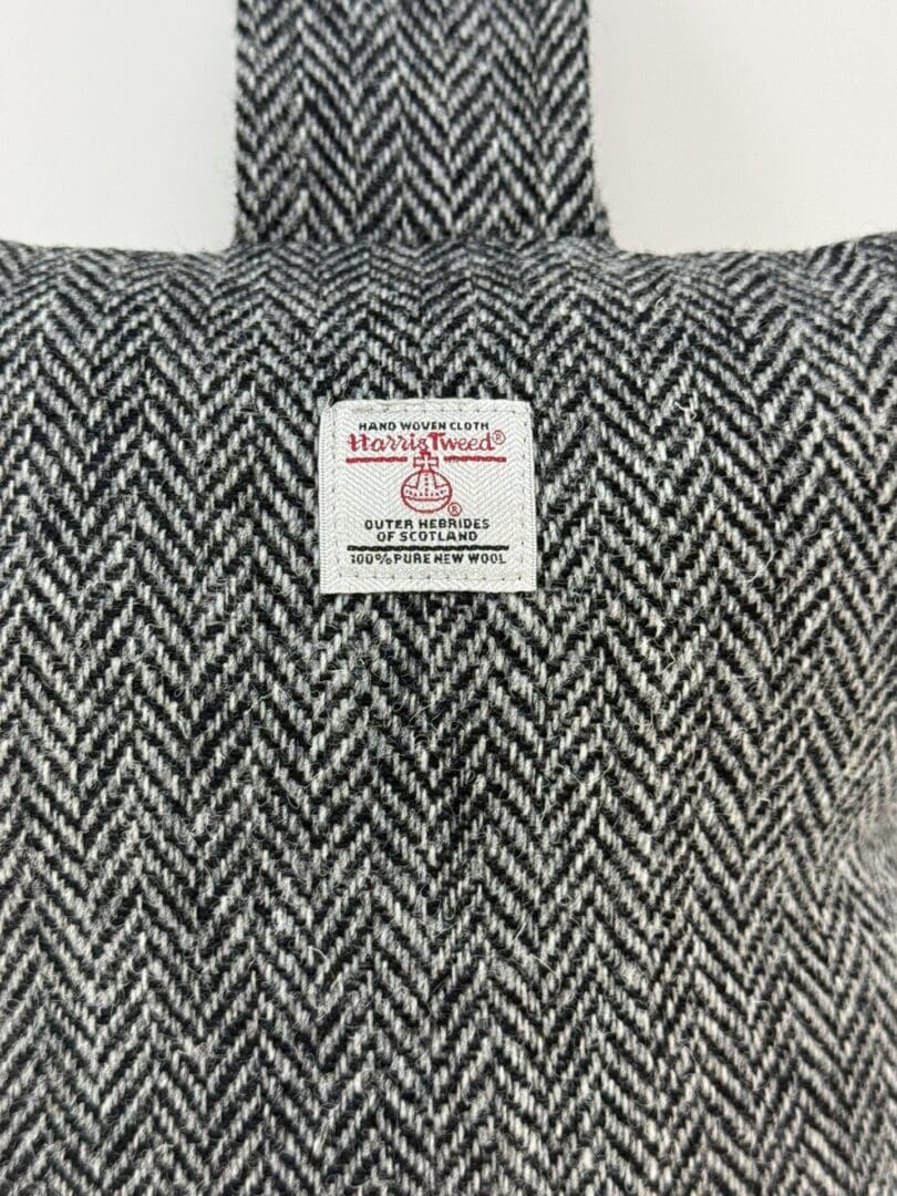 Harris Tweed® Doorstop – Grey and Black Herringbone, Handcrafted Luxury Zipped Wool Doorstopper (Copy) - Image 4