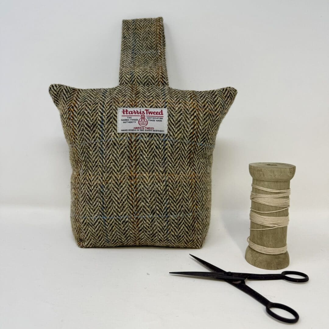 Harris Tweed® Doorstop – Brown Herringbone, Handcrafted Luxury Zipped Wool Doorstopper - Image 3