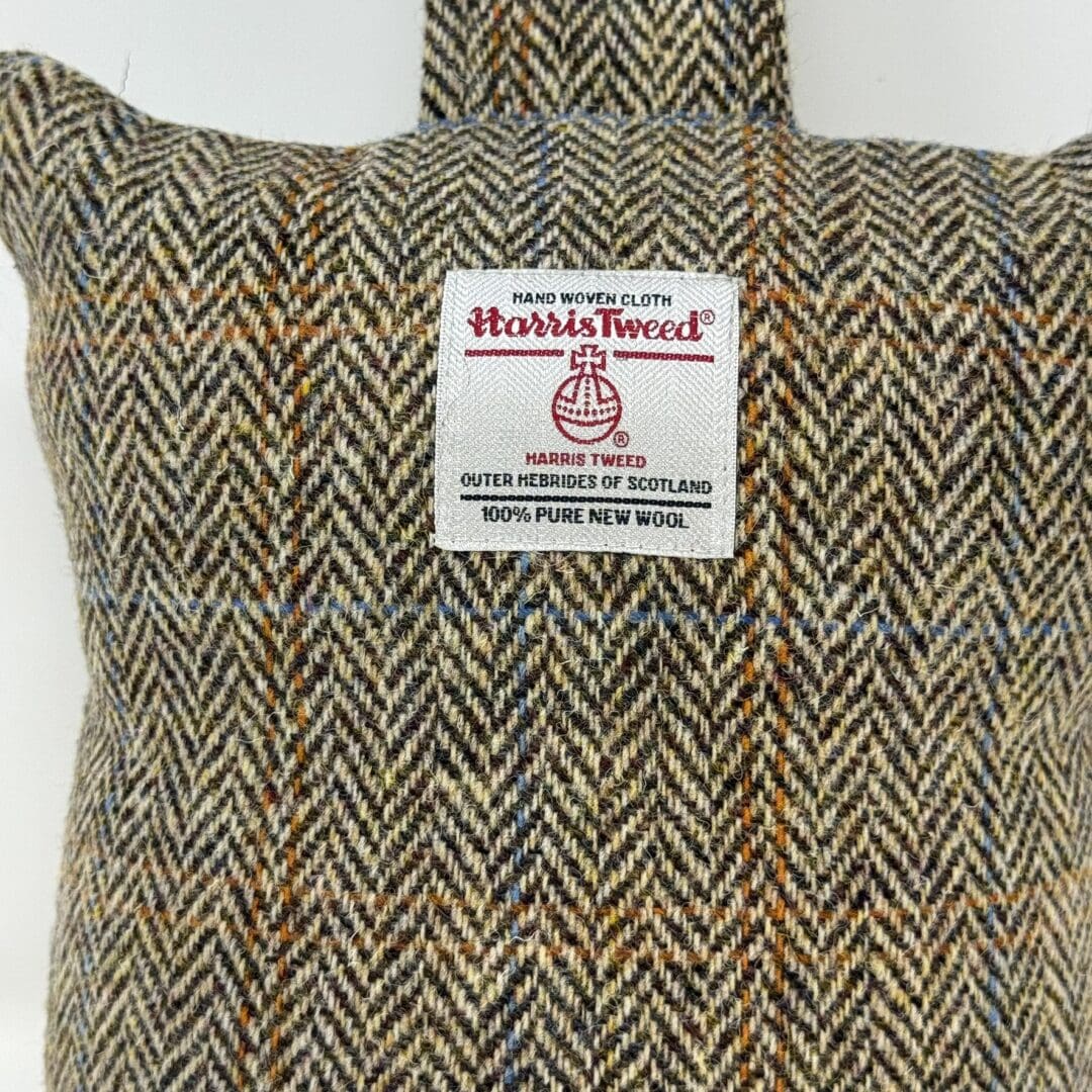 Harris Tweed® Doorstop – Brown Herringbone, Handcrafted Luxury Zipped Wool Doorstopper - Image 4