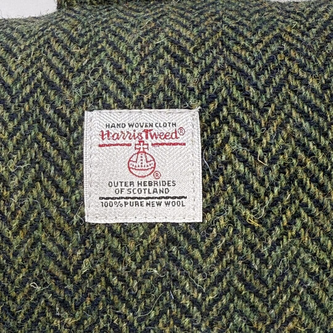 Harris Tweed® Doorstop – Green and Navy Herringbone, Handcrafted Luxury Zipped Wool Doorstopper - Image 3