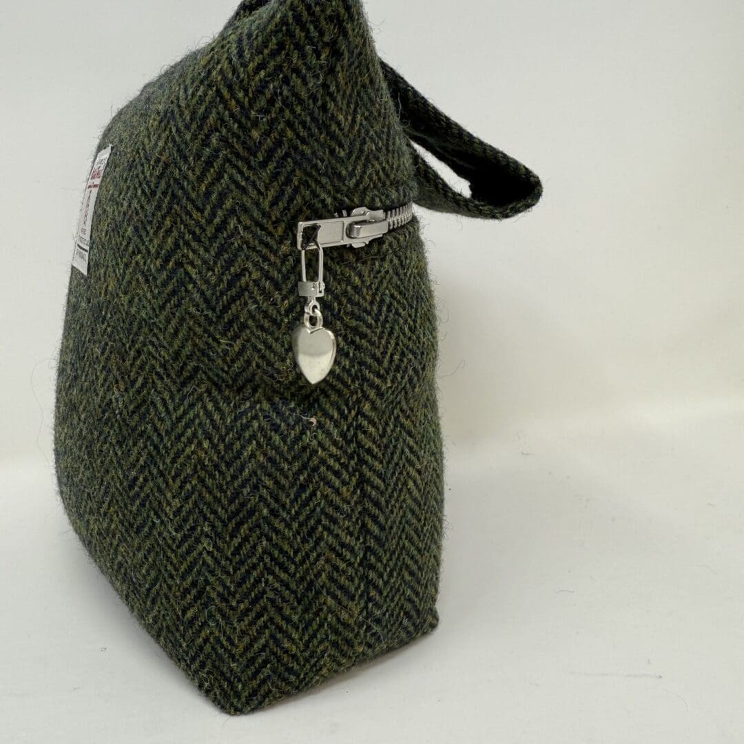 Harris Tweed® Doorstop – Green and Navy Herringbone, Handcrafted Luxury Zipped Wool Doorstopper - Image 5