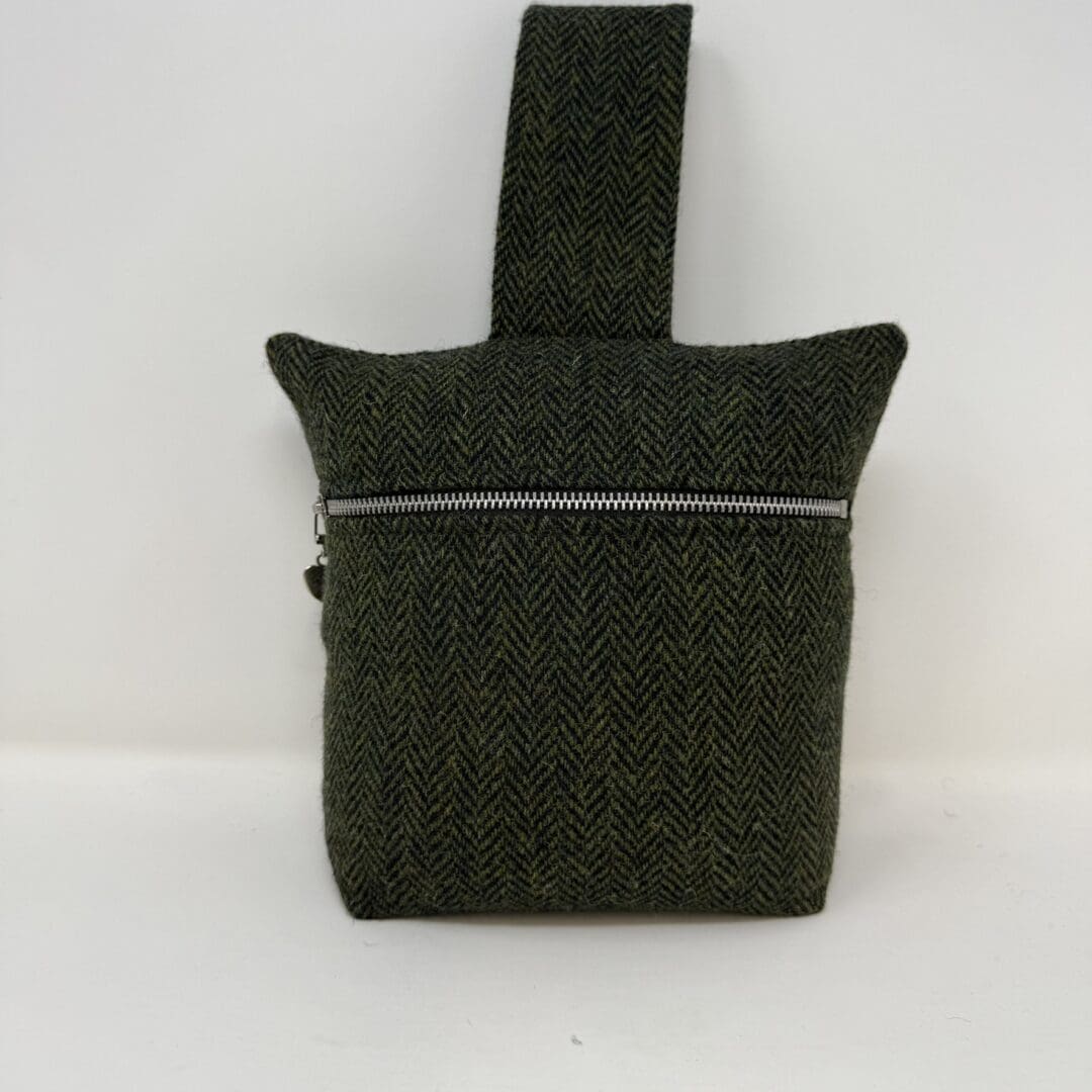 Harris Tweed® Doorstop – Green and Navy Herringbone, Handcrafted Luxury Zipped Wool Doorstopper - Image 4