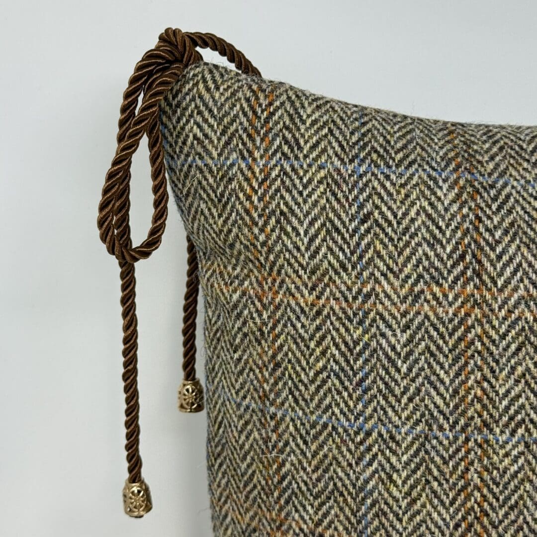Harris Tweed® Brown Herringbone Dining Chair Cushion. Luxury Duck Feather Harris Tweed® Kitchen Seat Pad - Image 5