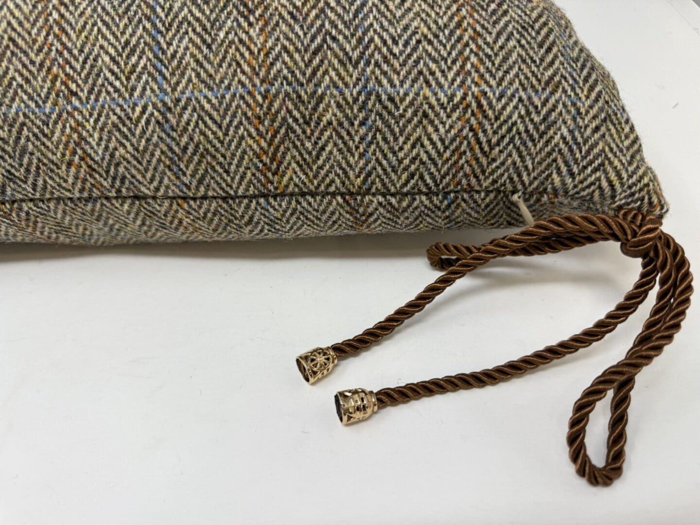 Harris Tweed® Brown Herringbone Dining Chair Cushion. Luxury Duck Feather Harris Tweed® Kitchen Seat Pad - Image 7