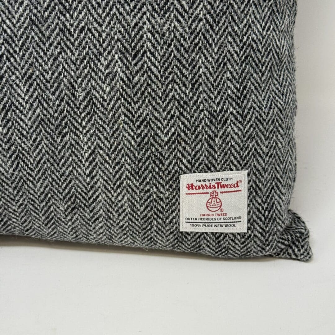 Harris Tweed® Grey and Black Herringbone Dining Chair Cushion. Luxury Duck Feather Harris Tweed® Kitchen Seat Pad - Image 3