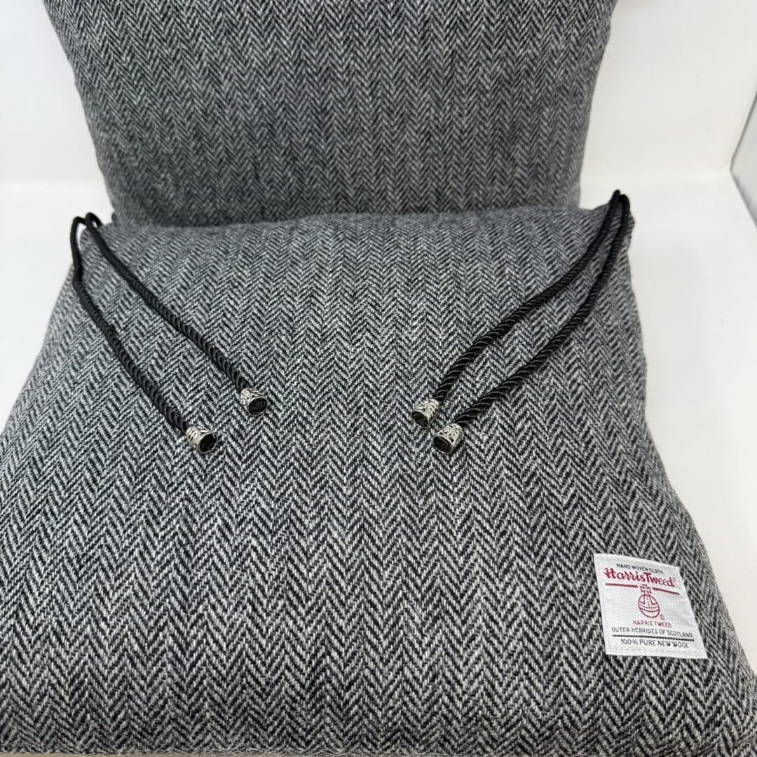 Harris Tweed® Grey and Black Herringbone Dining Chair Cushion. Luxury Duck Feather Harris Tweed® Kitchen Seat Pad - Image 5