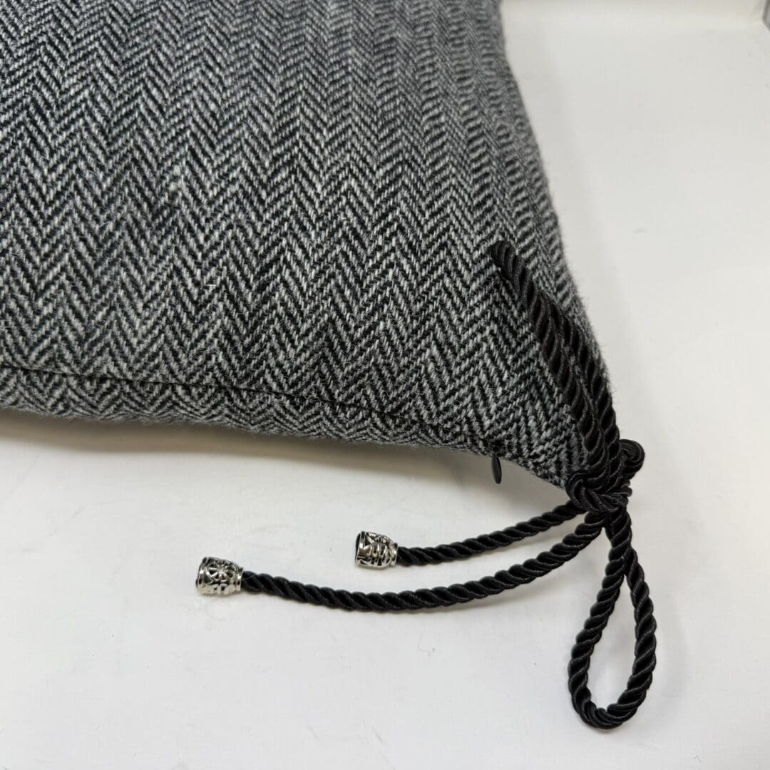 Harris Tweed® Grey and Black Herringbone Dining Chair Cushion. Luxury Duck Feather Harris Tweed® Kitchen Seat Pad - Image 6