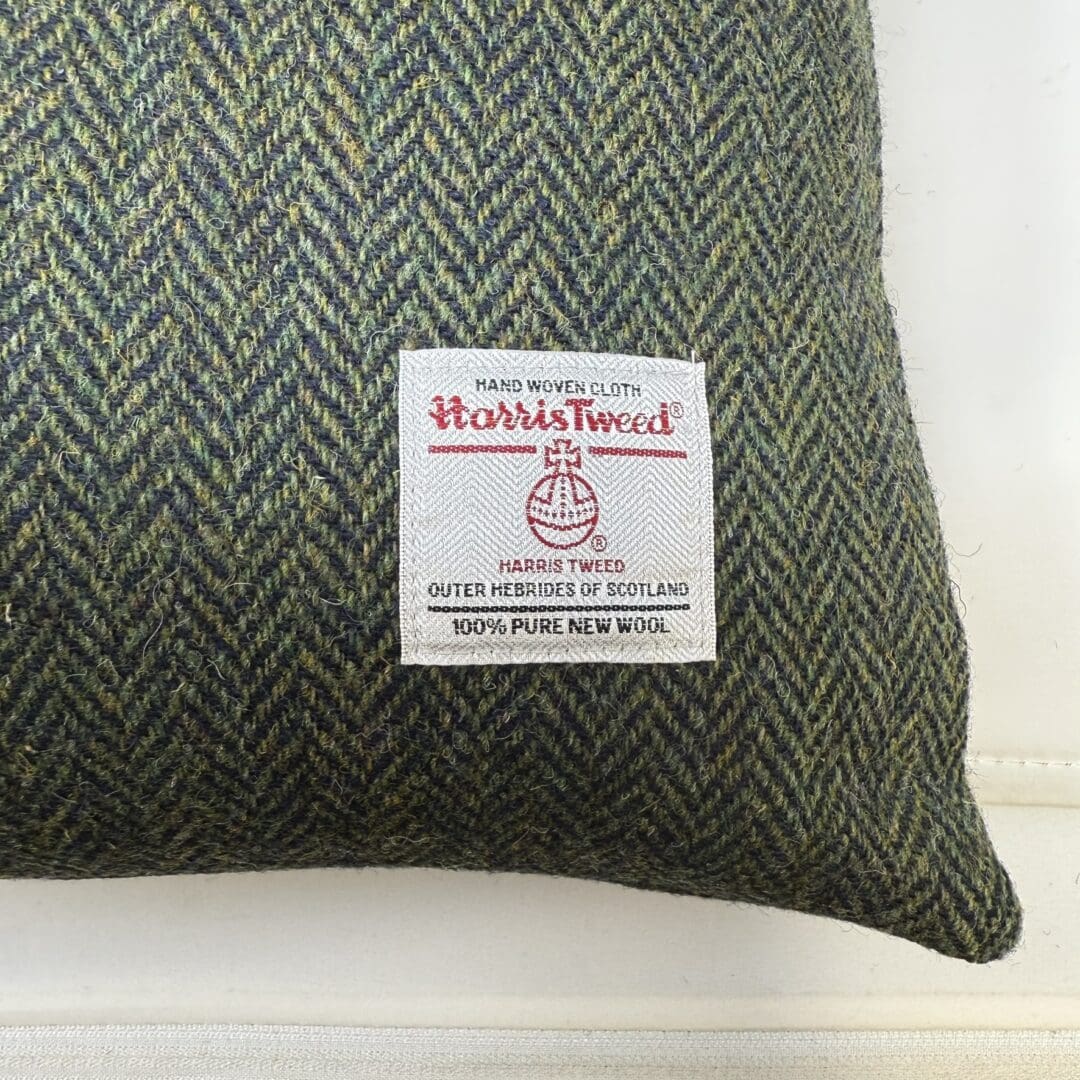 Harris Tweed® Green and Navy Dining Chair Cushion. Luxury Duck Feather Harris Tweed® Kitchen Seat Pad - Image 3