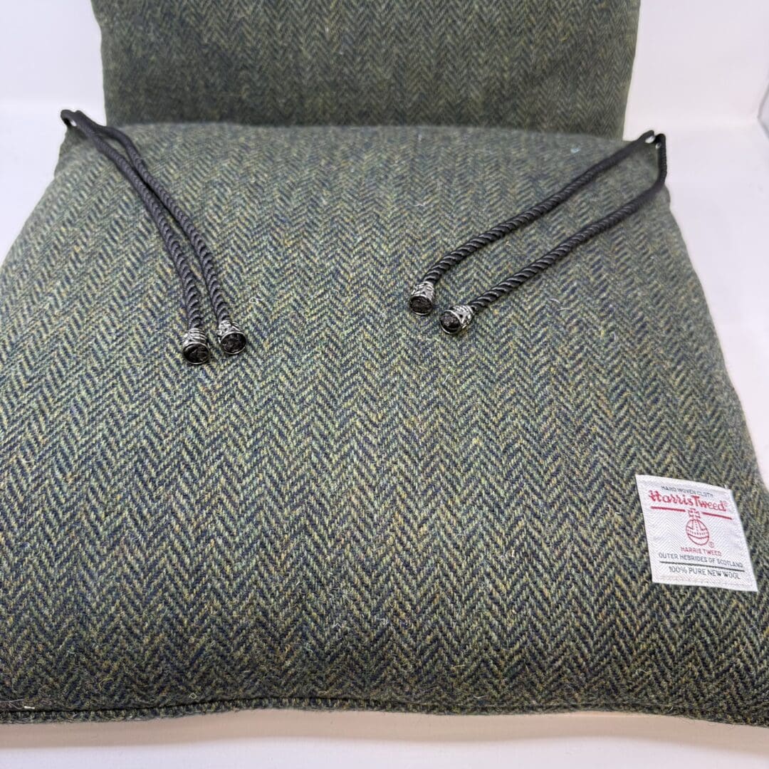 Harris Tweed® Green and Navy Dining Chair Cushion. Luxury Duck Feather Harris Tweed® Kitchen Seat Pad - Image 5