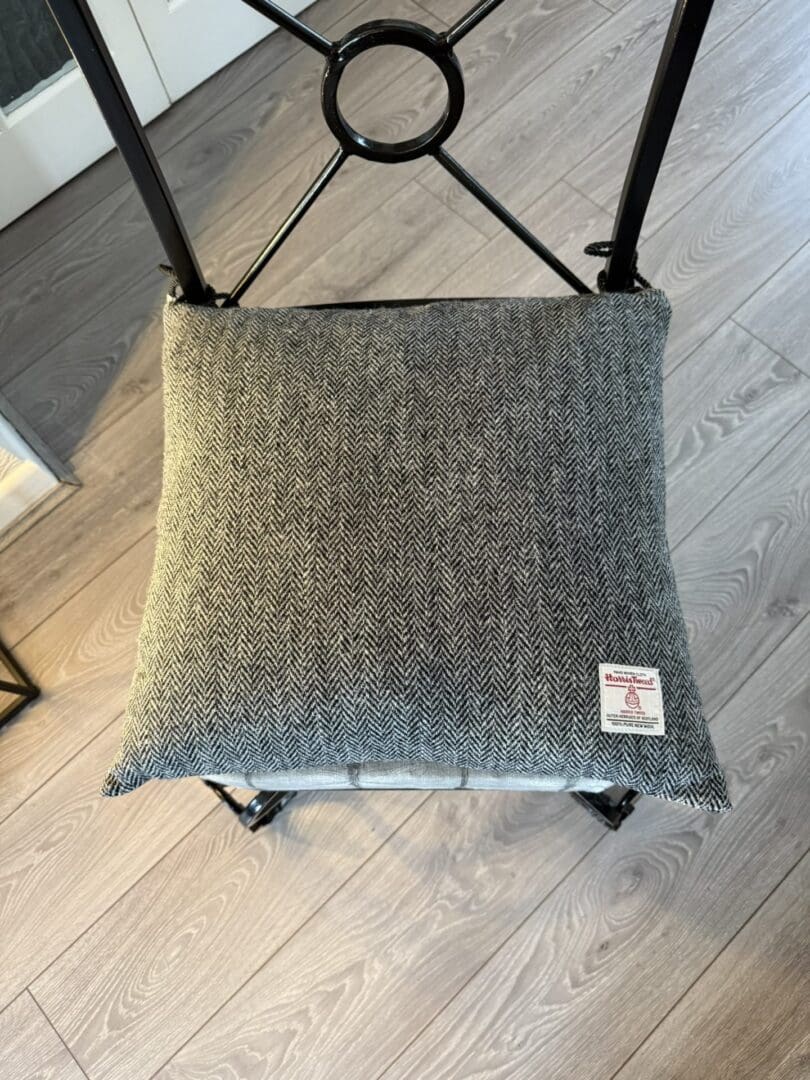 Harris Tweed® Grey and Black Herringbone Dining Chair Cushion. Luxury Duck Feather Harris Tweed® Kitchen Seat Pad - Image 7