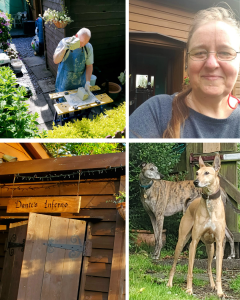 Meet the makers and their dogs by the kiln shed.