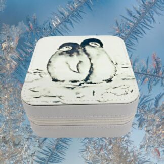 Mini jewellery box featuring nature art of Penguin,