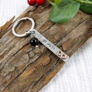 Personalised Silver Keyring with Gemstone