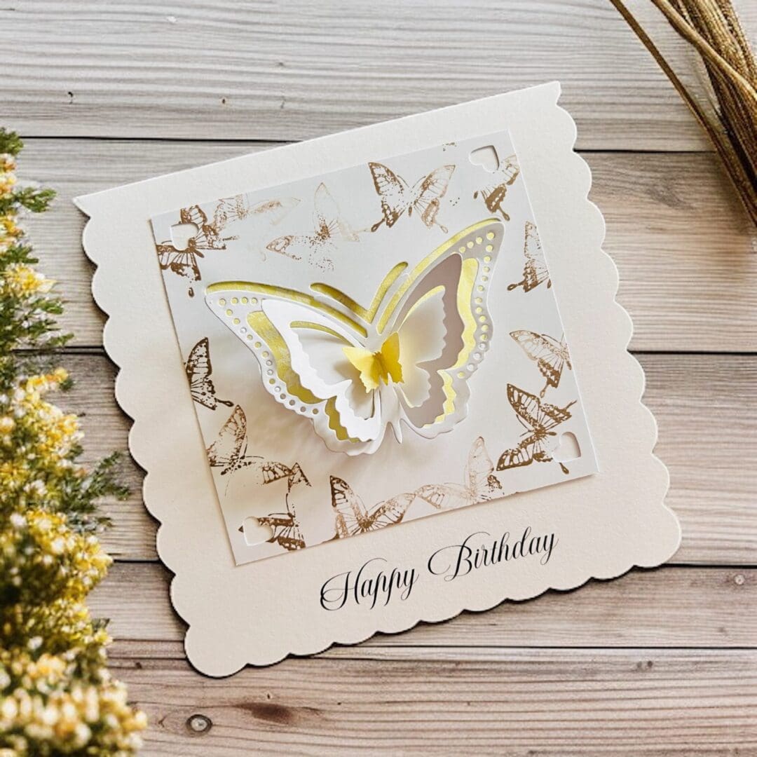 Unique Handmade Greeting Card, Butterfly Birthday Card, 3D Handcrafted Card