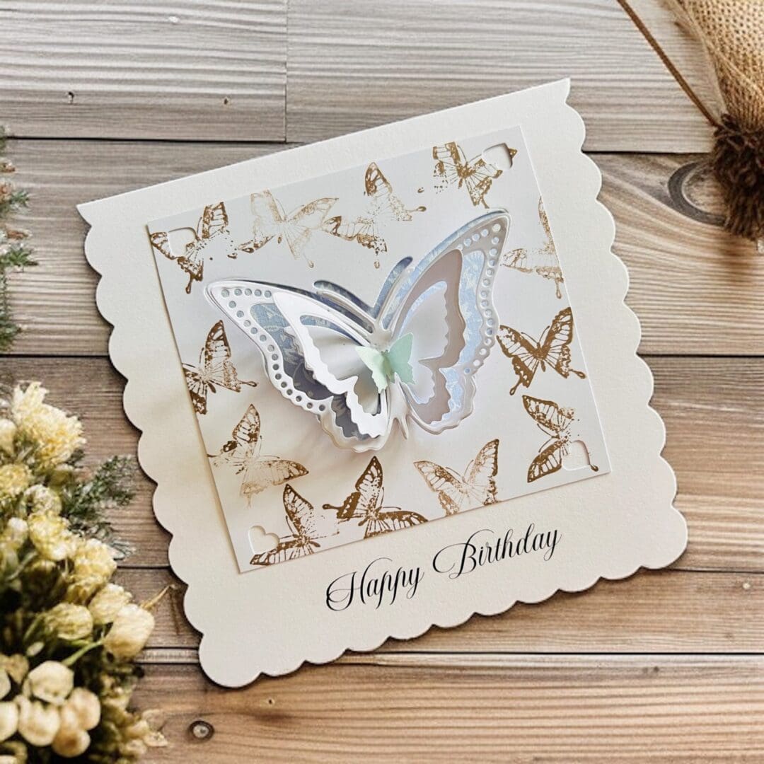 Unique Handmade Greeting Card, Butterfly Birthday Card, 3D Handcrafted Card