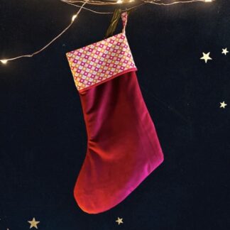 Velvet Christmas stocking with Liberty fabric contrast