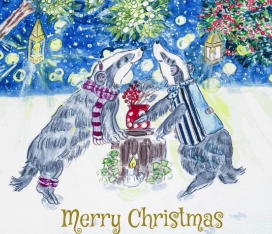 Badgers Mistletoe Kiss-A5 Original Printed Illustrated Card - Image 6