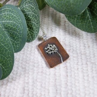 Silver Seed Head Necklace on Copper Base