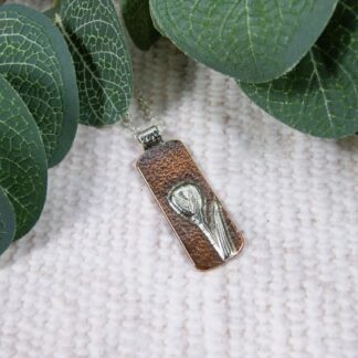 Silver Tulip necklace on copper base