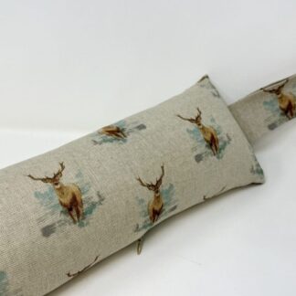 Stag Print Draft Excluder – Weighted Beige Linen Cotton - Custom Length - Machine Washable