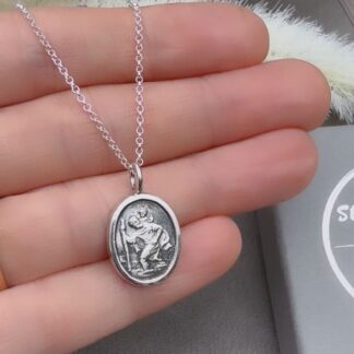 Handmade sterling silver Saint Christopher necklace