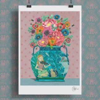 Anemone Vase Art Print – Hand-Painted Floral Illustration, Eco-Friendly Wall Art Inspired by Nature