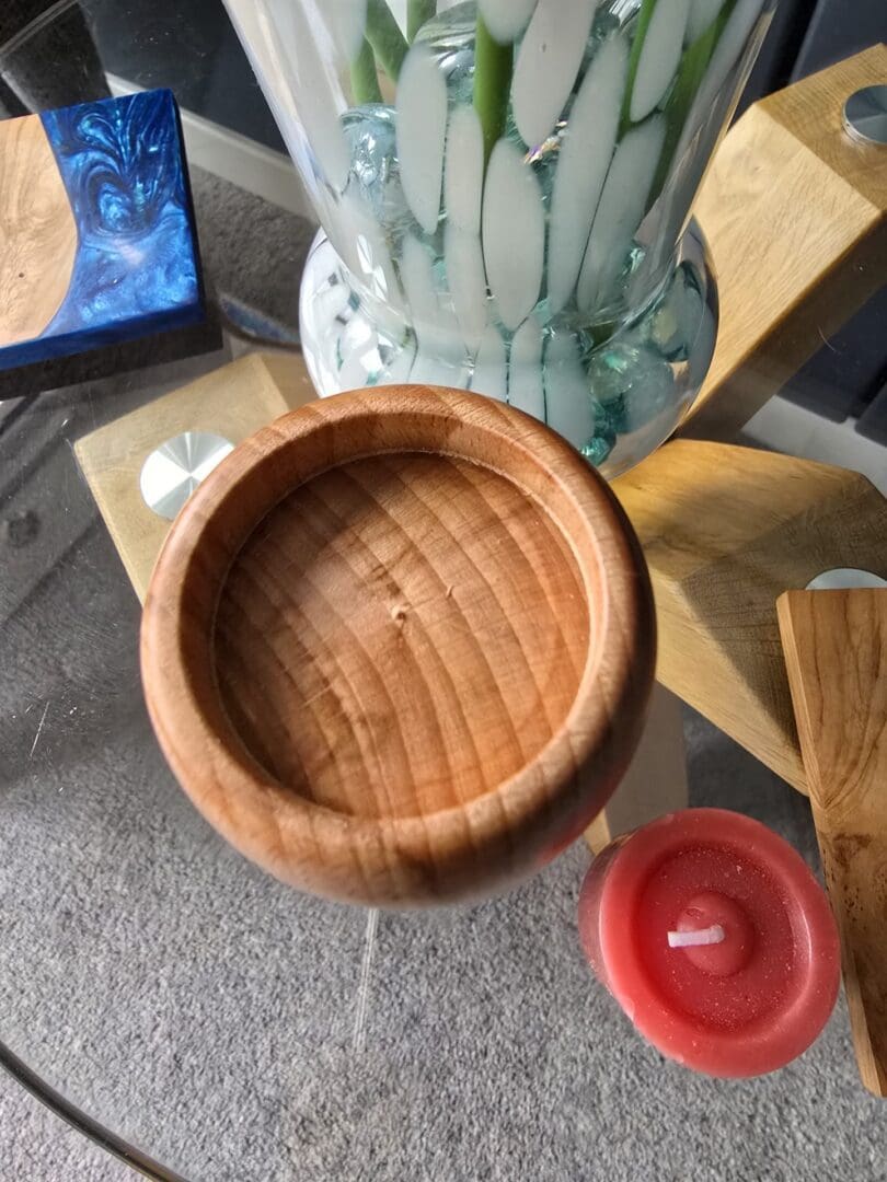 Wooden Pillar Candle Holder in Yew or Spalted Beech - Image 4