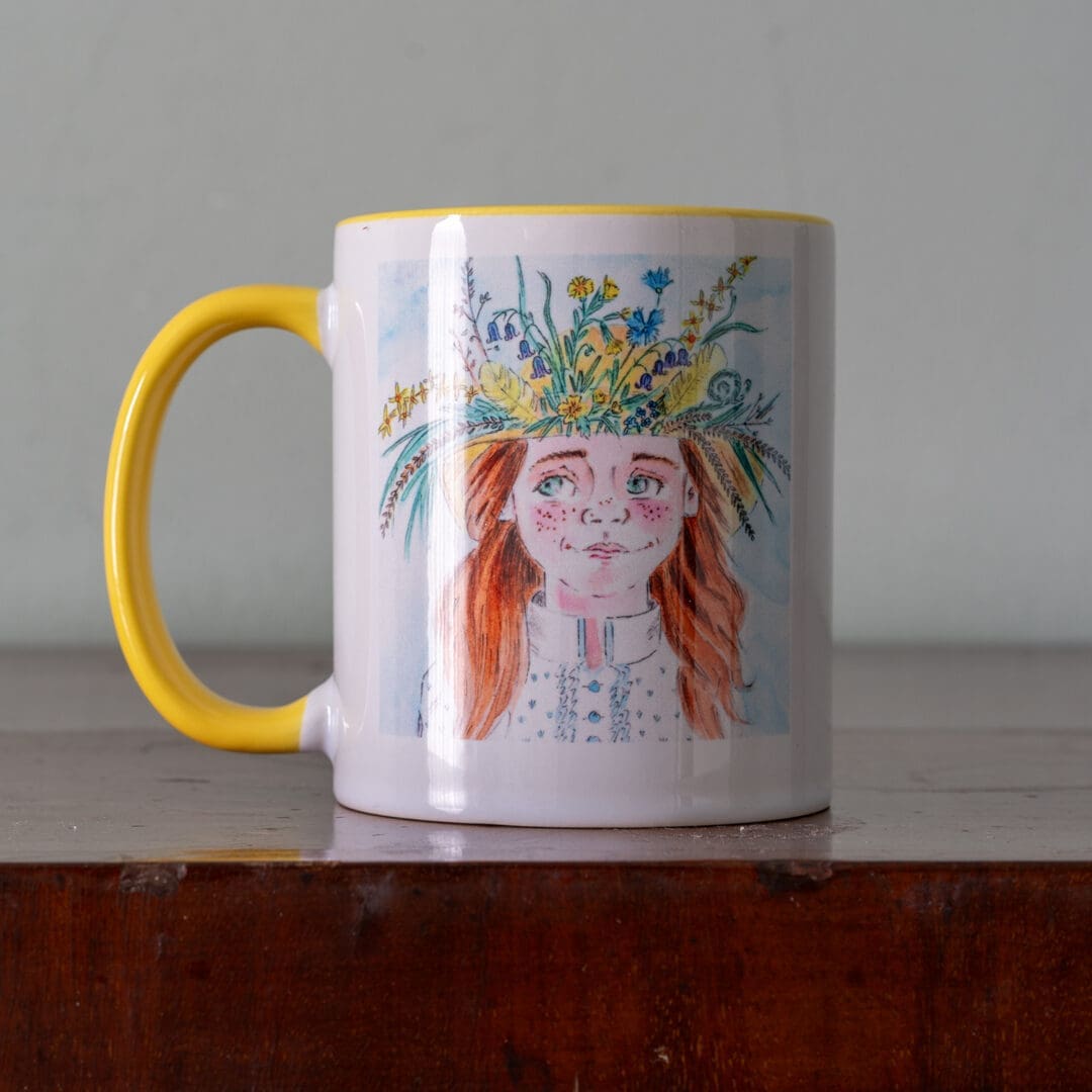 #tbch #tbchseller #tbchillustrator #mug #illustratedmug #bonnetgirl #spring #card #springflowers #springflowerbonnet #wildflowers